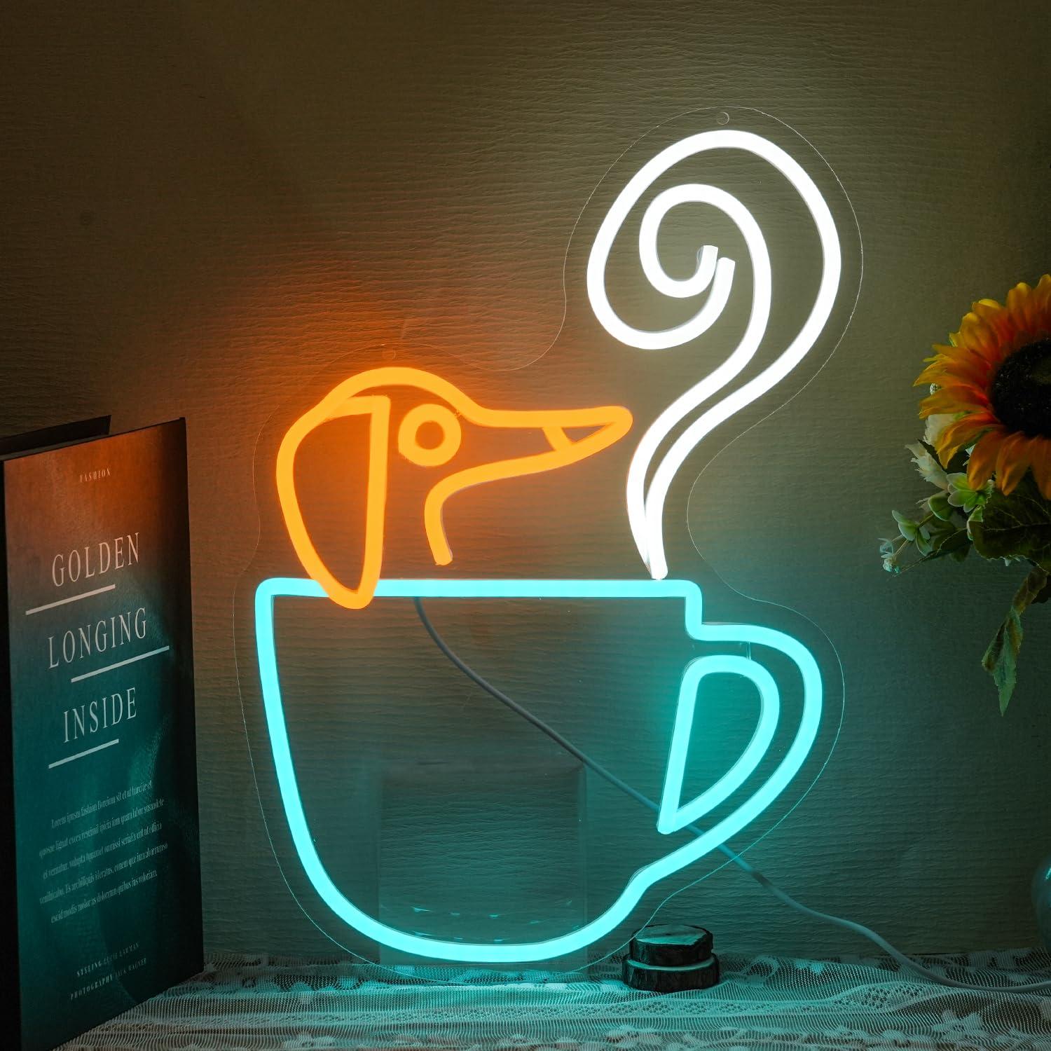 Coffee Tea Neon Sign - Dachshund Coffee Cup Neon Sign USB