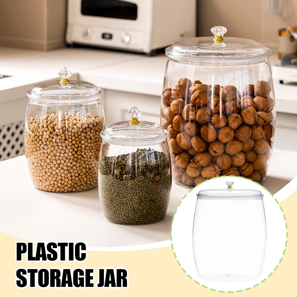 Coffee Tea Beans - Large Transparent Plastic Sealed Jar with