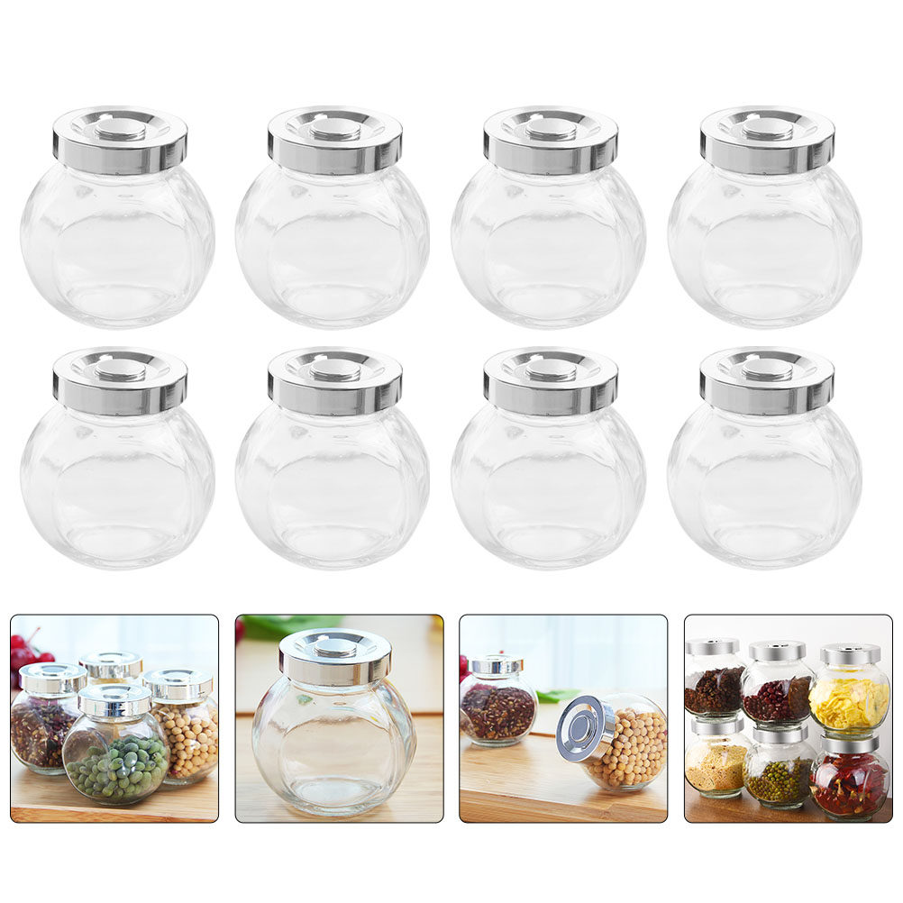Coffee Tea Beans - 8Pcs Lightweight Portable Glass Storage Jars