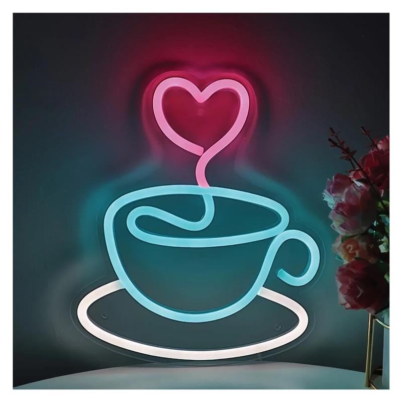 Coffee Tea Neon Sign - Love Coffee Cup Neon Sign, USB
