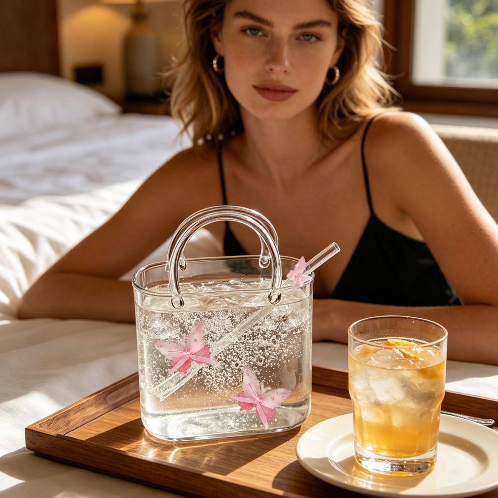 Glass Purse For Drinks Handbag - đánh giá và giá Coffee Tea Flower