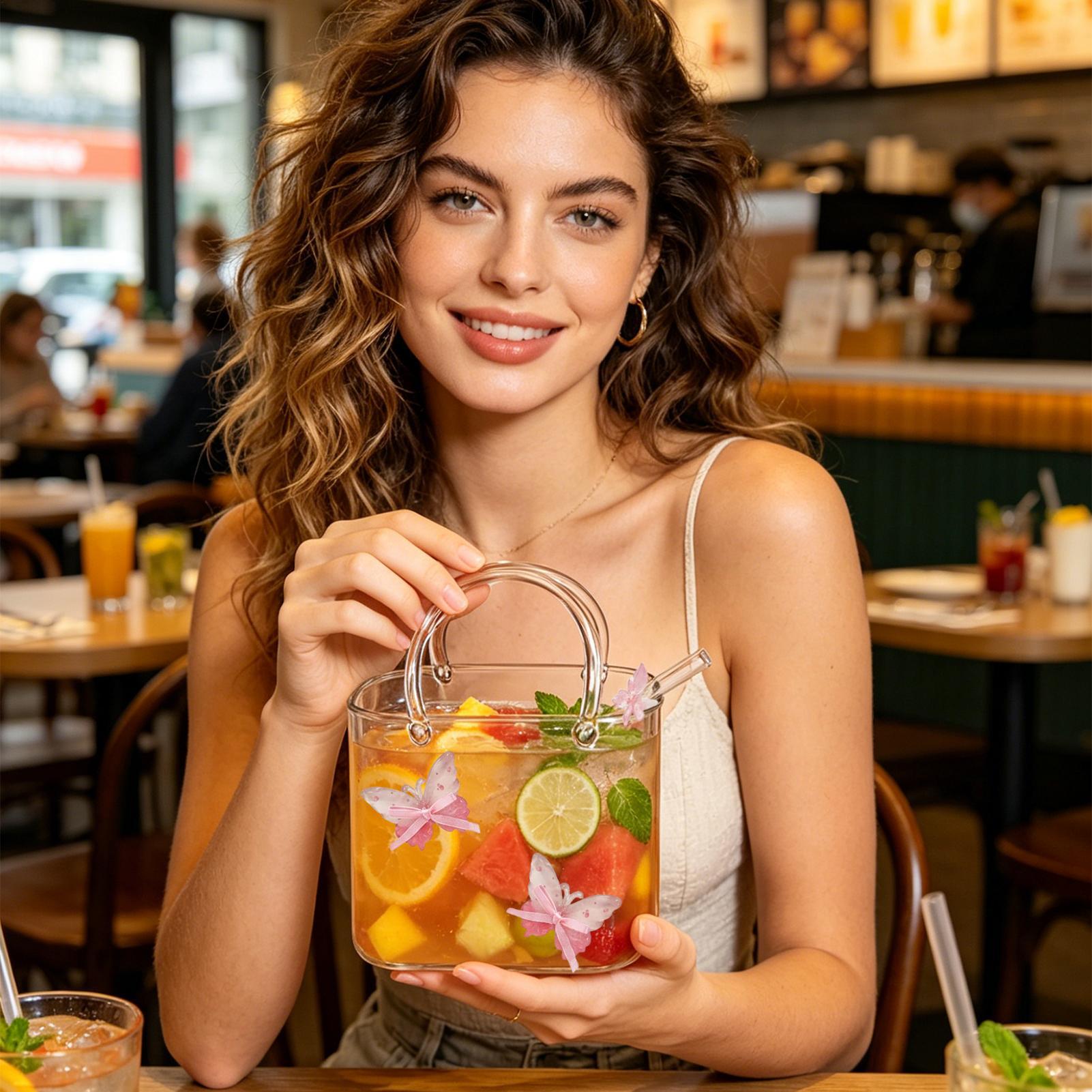 Glass Purse For Drinks Handbag - đánh giá và giá Coffee Tea Flower