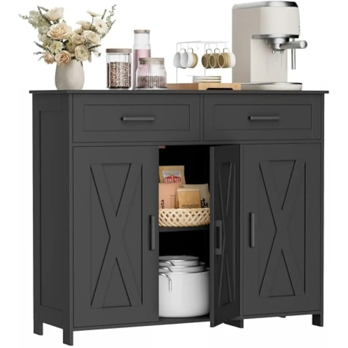 Coffee Bar Storage Cabinet wit - đánh giá và giá Coffee & Tea Collective